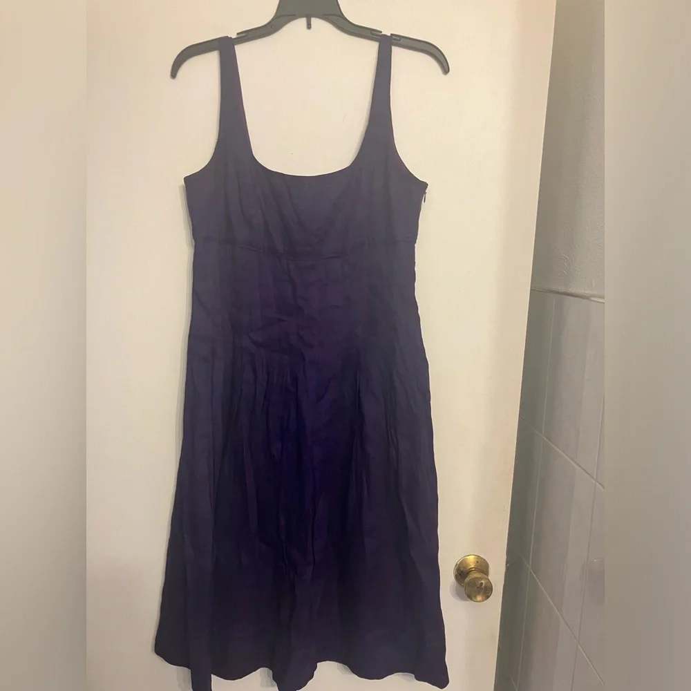 Lauren Ralph Lauren 100% linen a-line dress purple size 10 medium